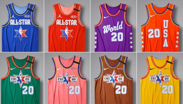 nba全明星及球衣 NBA公布全明星全套8款球衣(4)