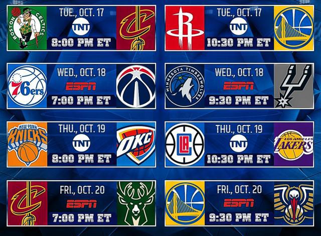 nba季后赛10月18日 NBA新赛程出炉(2)