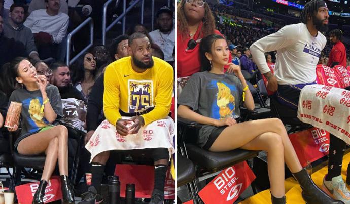 太抢镜！华裔美女坐詹皇身边，白皙长腿绝了，NBA前排风景线(2)