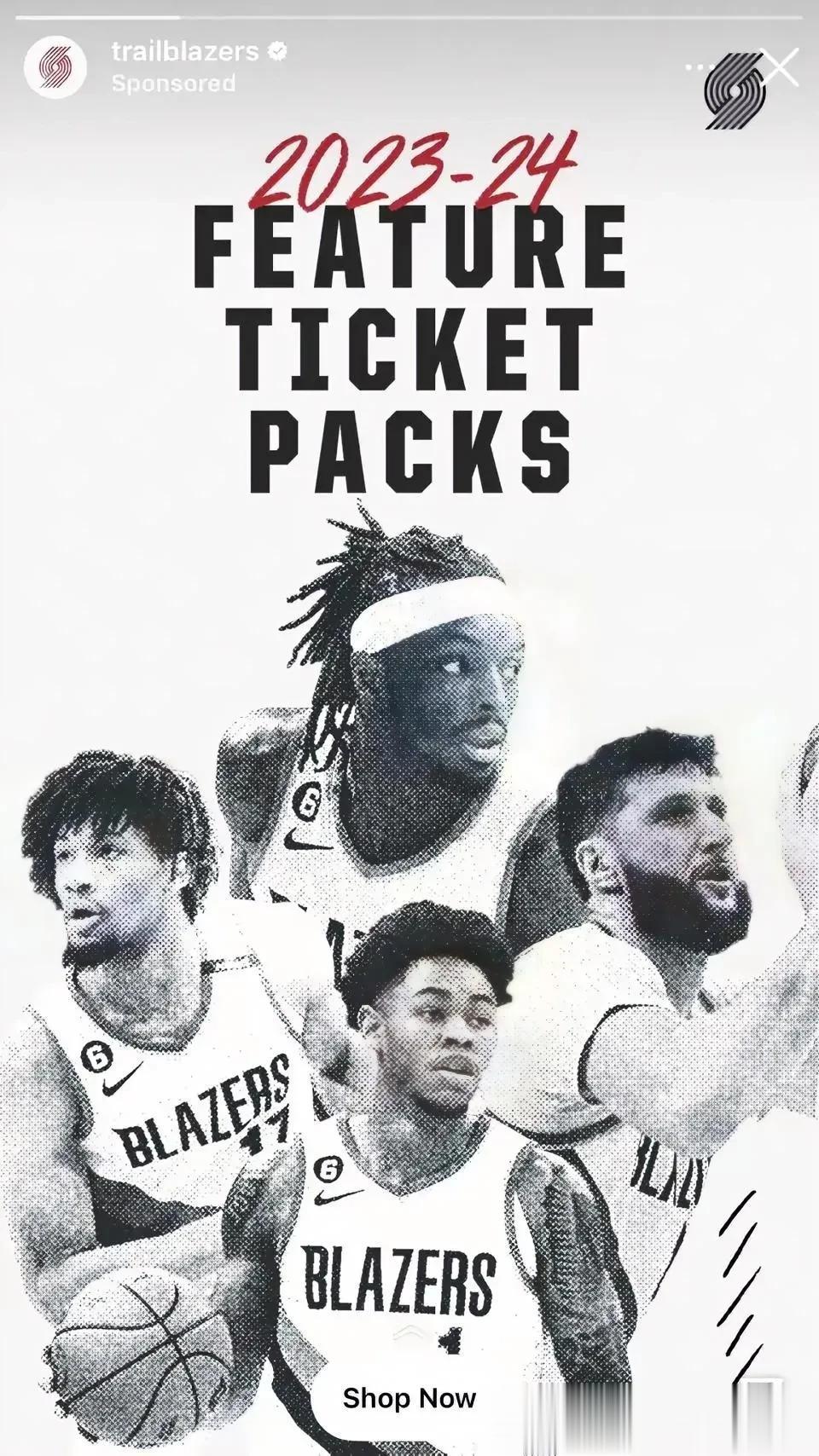 北京时间7月25日NBA开拓者队公开新赛季宣传海报照片墙有格兰特、西蒙斯、努尔基