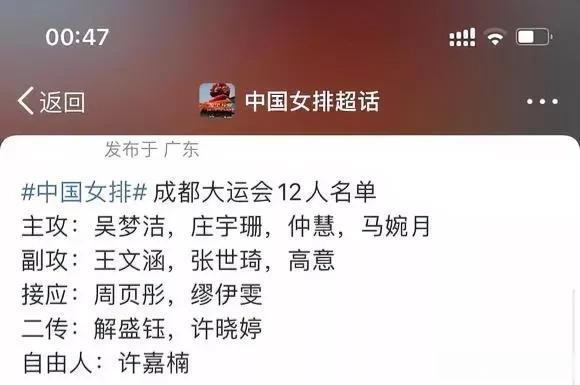 大运会女排名单确定，上海三国手集体支援。丁霞再返国家队的原因曝光！
具体名单为:(1)