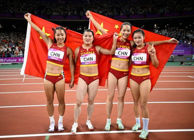中国短跑喜迎丰收夜 包揽男女百米接力亚运金牌(2)
