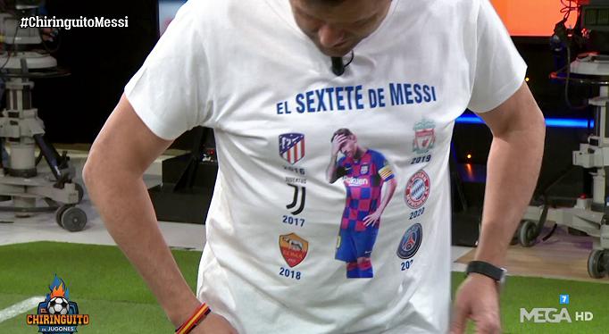黑粉用心了！制作梅西近六年欧冠被淘汰T恤，巴萨球王黯然神伤(2)
