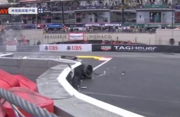 米克·舒马赫的赛车在F1摩纳哥大奖赛中失控撞成两截