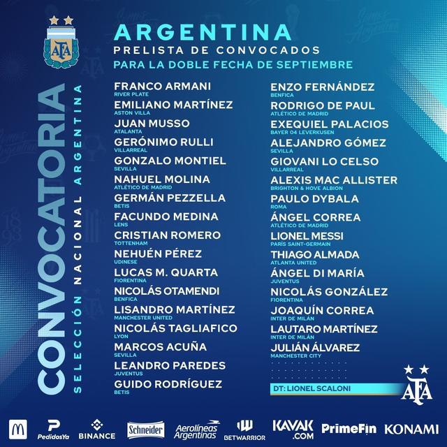 阿根廷大名单：梅西领衔，迪巴拉、阿尔瓦雷斯、利桑德罗入选(1)
