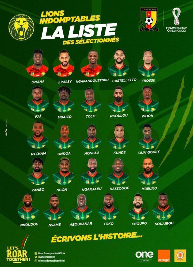 喀麦隆公布世界杯26人名单：舒波-莫廷、巴索戈领衔