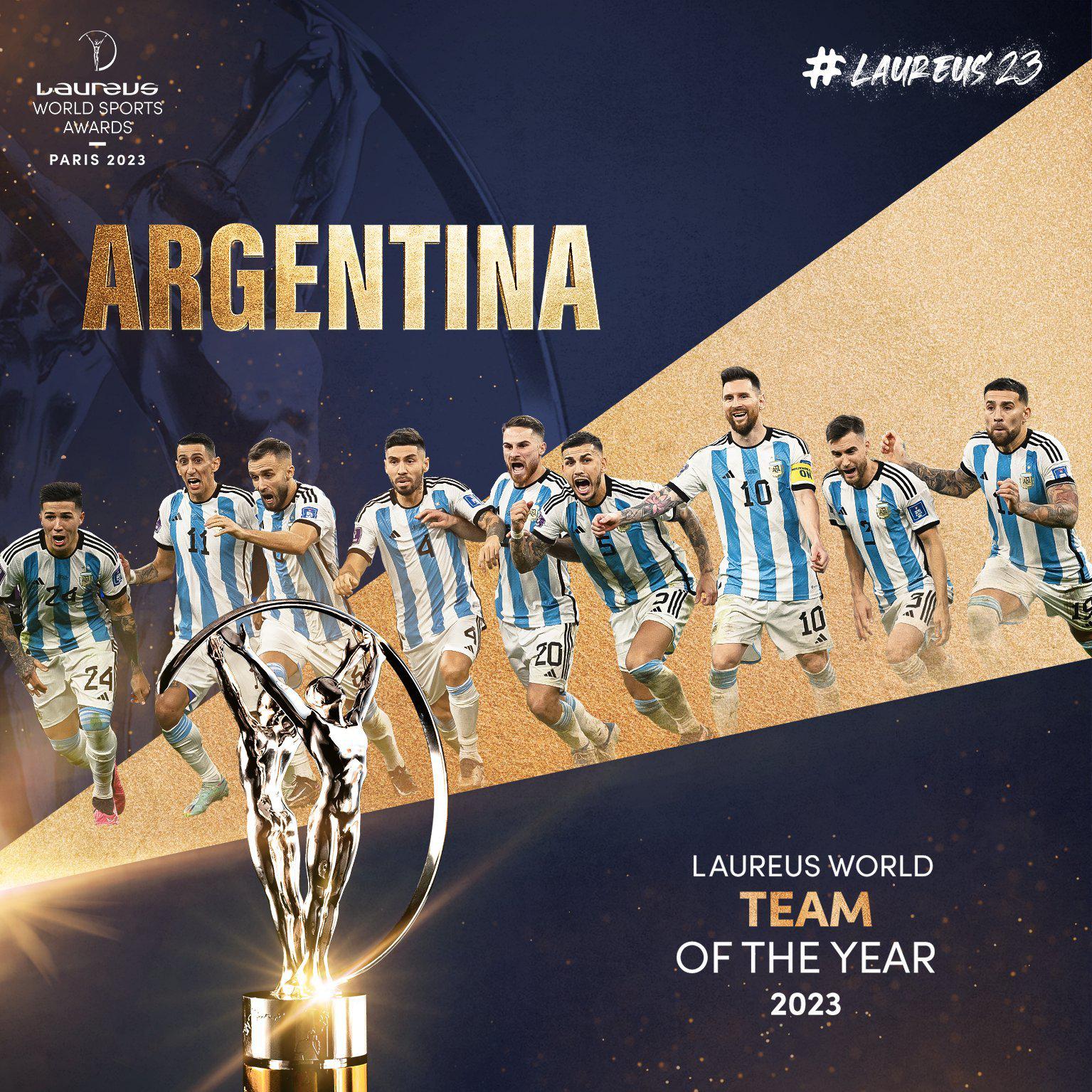劳伦斯官方：#阿根廷队获劳伦斯最佳团队# 劳伦斯官方评语：“阿根廷男子足球队获得(1)