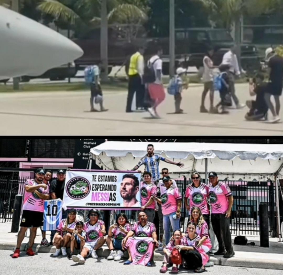 【梅西和迈阿密球迷的双向奔赴】梅西今天也是粉色系，和迈阿密球迷的粉色很配 ​​​(1)