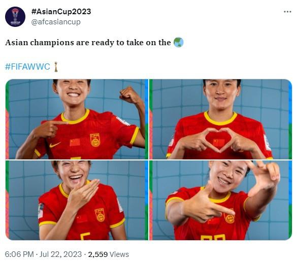 亚洲杯官推晒中国女足球员照片：亚洲冠军将在世界杯大展身手了