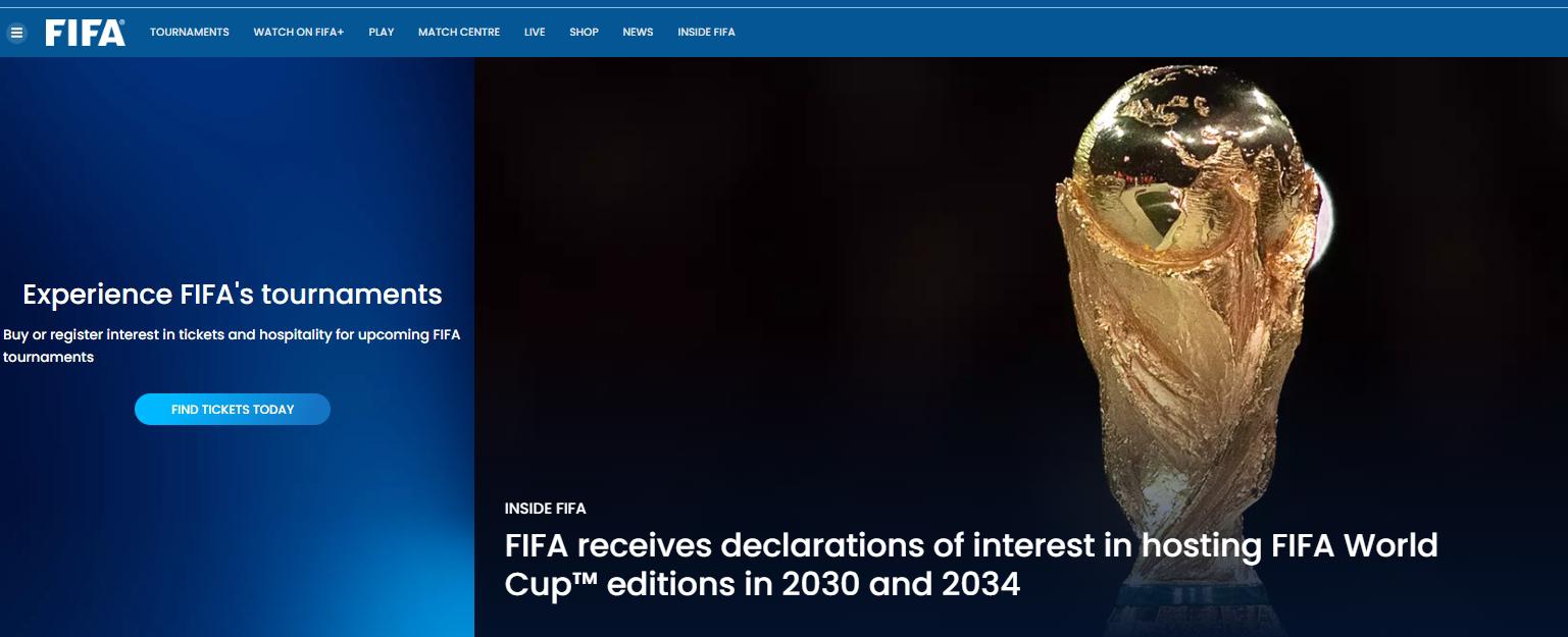 国际足联公布2030年和2034年世界杯申办国
