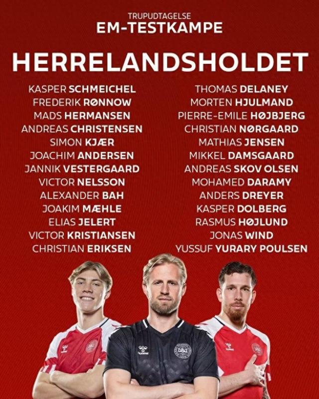 丹麦大名单：埃里克森、克亚尔领衔，霍伊伦、小舒梅切尔在列(1)