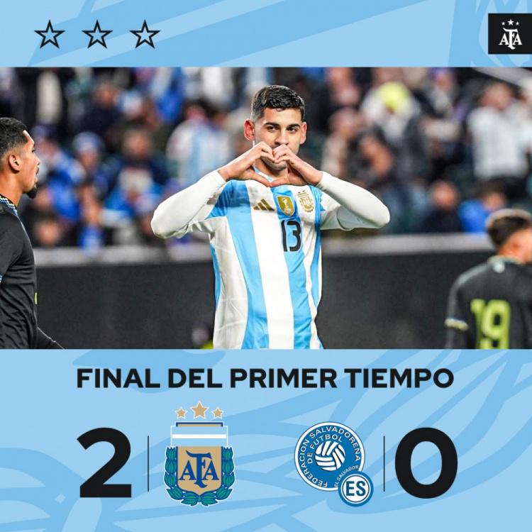 半场-阿根廷2-0萨尔瓦多 梅西伤缺罗梅罗头球建功恩佐破门(1)