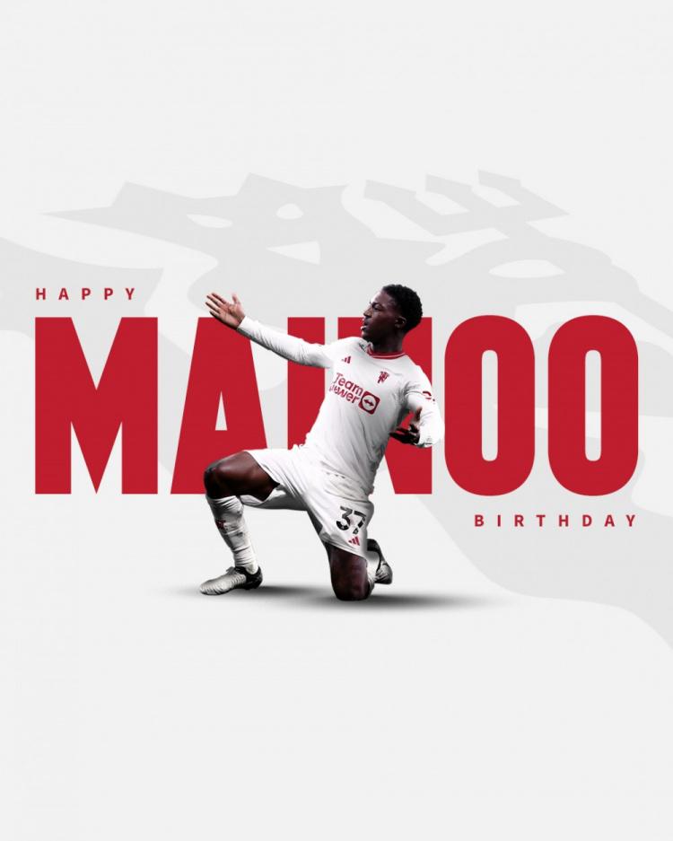 曼联和英格兰队官方祝梅努19岁生日快乐，球员3月上演国家队首秀(1)
