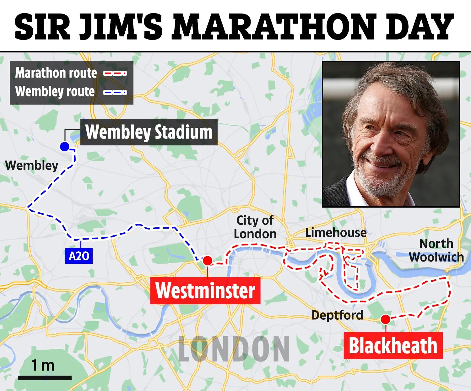 跑完看曼联！71岁拉爵8次参加伦敦马拉松，去年4小时32分47秒完赛(1)